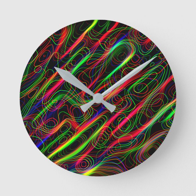 Reloj Redondo Mediano Líneas multicolores Neon (Anverso)