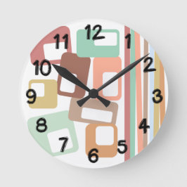Reloj Redondo Mediano Líneas y Rectángulos