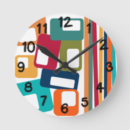 Reloj Redondo Mediano Líneas y Rectángulos