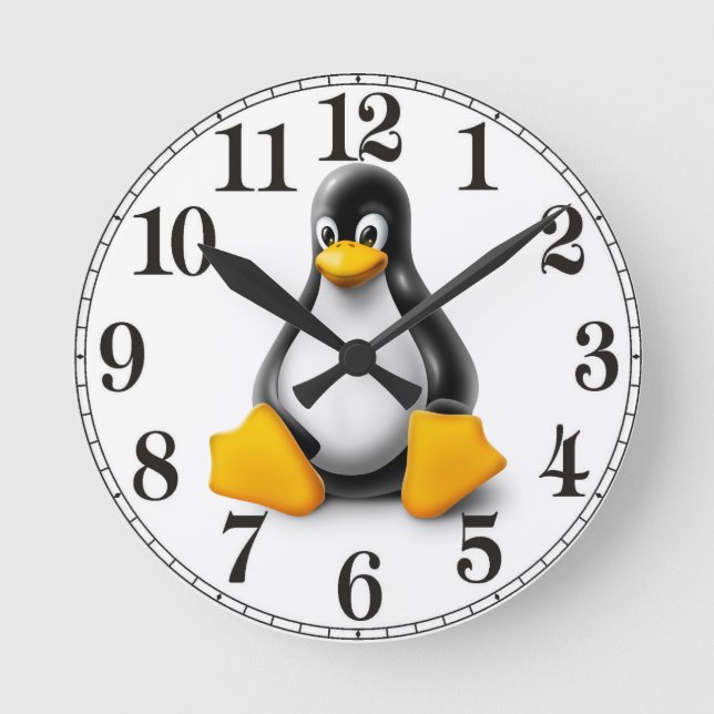 Reloj Redondo Mediano Linux Tux the Penguin (Anverso)