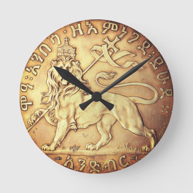 Reloj Redondo Mediano Lion Judah Haile Selassie I Jah Rastafari HIM  (Anverso)