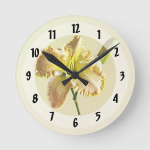 Reloj Redondo Mediano Lirio amarillo