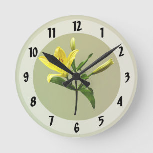 Reloj Redondo Mediano Lirio amarillo