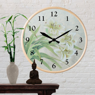 Reloj Redondo Mediano Lirio blanco