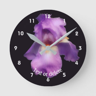 Reloj Redondo Mediano Lirio de Barba Lavanda Personalizado