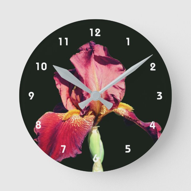 Reloj Redondo Mediano Lirio Iris Barbudo Root Beer (Anverso)