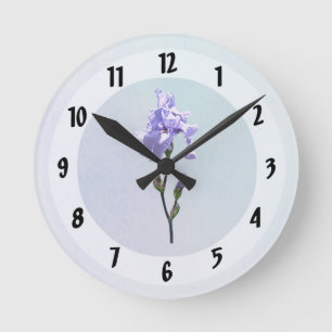 Reloj Redondo Mediano Lirio Lavanda y Capullos
