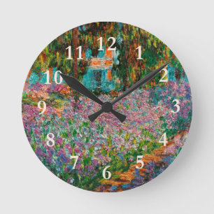 Reloj Redondo Mediano Lirios Jardín Monet Giverny flores
