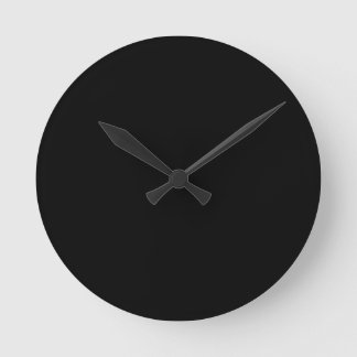 Reloj Redondo Mediano Liso Sólido Negro