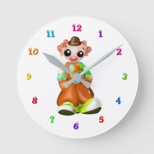 Reloj Redondo Mediano Little Clown Baby Clock - Your Colors and Font