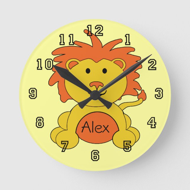 Reloj Redondo Mediano "Little Lion" Personalized Wall Clock (Anverso)