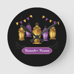 Reloj Redondo Mediano Llavero de camiseta de Ramadan Kareem dibujado a m