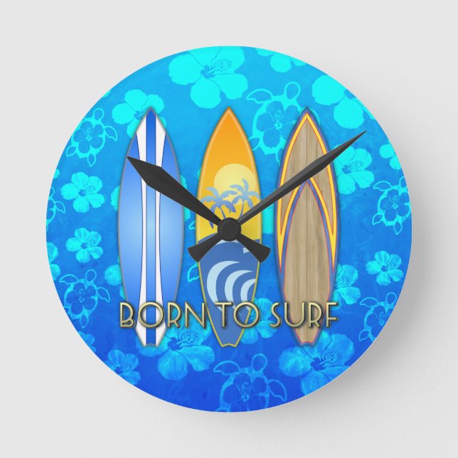 Reloj Redondo Mediano Llevado practicar surf (Anverso)