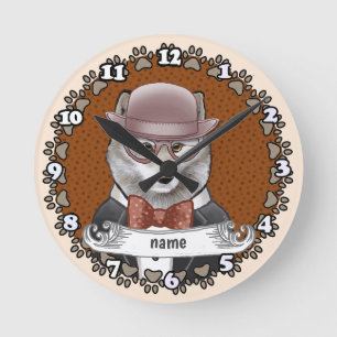 Reloj Redondo Mediano Lobo con gafas