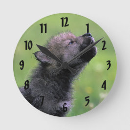 Reloj Redondo Mediano Lobo Cub que grita