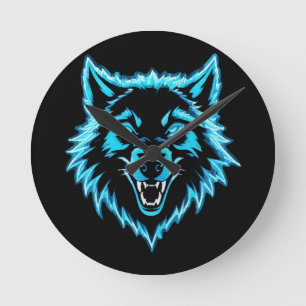Reloj Redondo Mediano Lobo de neón
