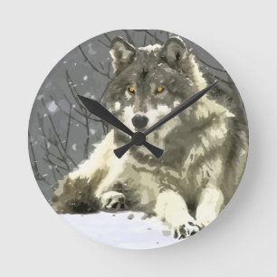 Reloj Redondo Mediano Lobo gris