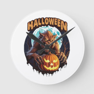 Reloj Redondo Mediano Lobo humano de Halloween