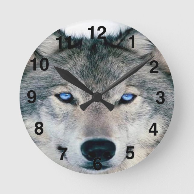 Reloj Redondo Mediano Lobo observado azul (Anverso)