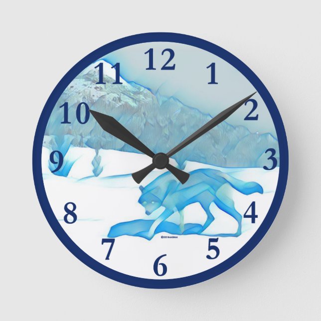 Reloj Redondo Mediano Lobo solitario (Anverso)