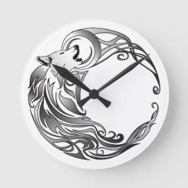 Reloj Redondo Mediano Lobo tribal - Sombreado