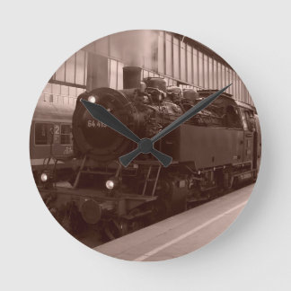 Reloj Redondo Mediano Locomotora de vapor alemana