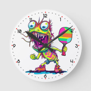 Reloj Redondo Mediano Locura de pickleball Monstruo Dink