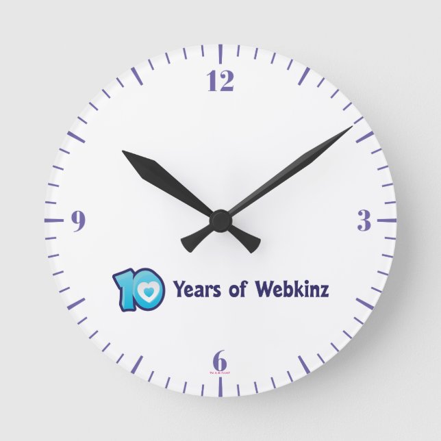 Reloj Redondo Mediano Logo de 10 años de Webkinz (Anverso)