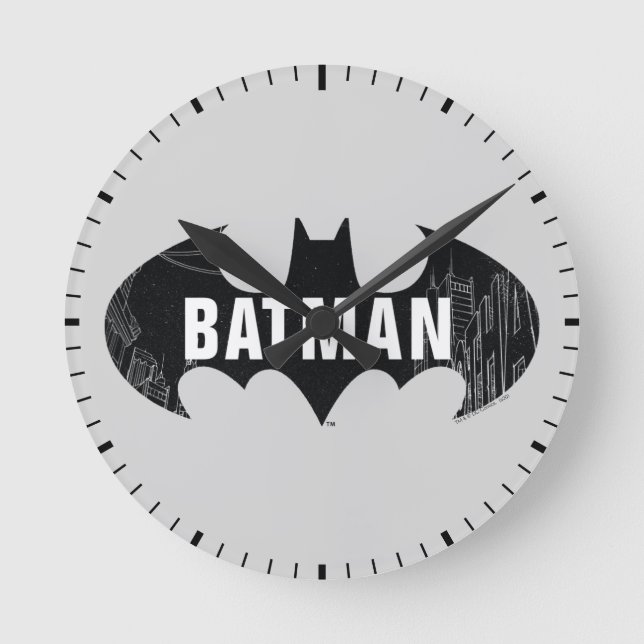 Reloj Redondo Mediano Logo De Bat Con Comedor De Gótica (Anverso)