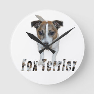 Reloj Redondo Mediano Logo De Fox Terrier Y Fox Terrier,