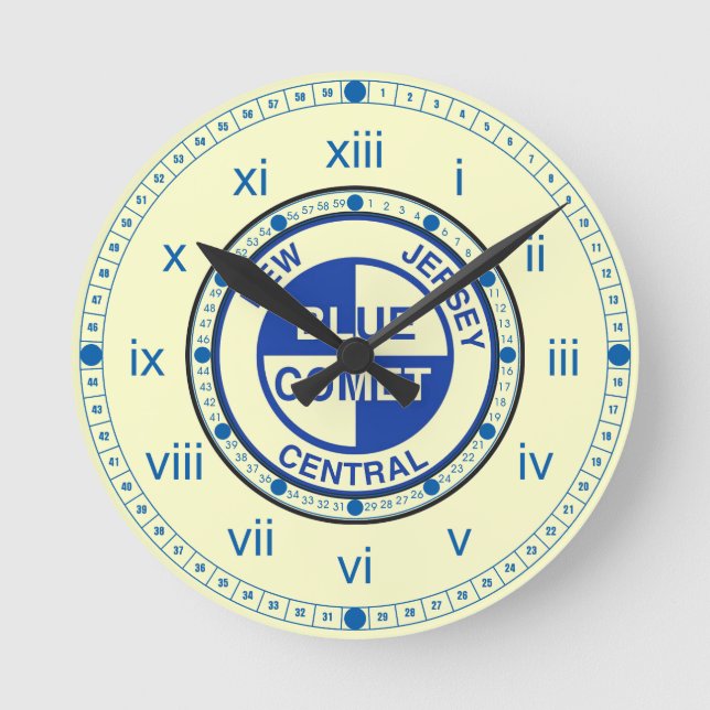 Reloj Redondo Mediano Logo de New Jersey Central Blue Comet (Anverso)