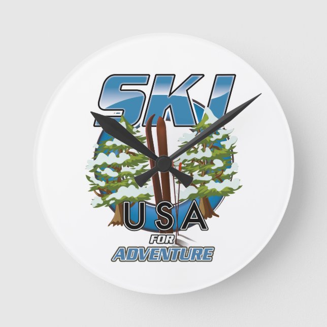 Reloj Redondo Mediano Logo de Ski USA For adventure. (Anverso)