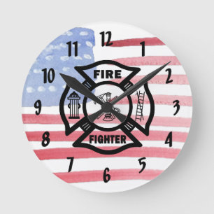 Reloj Redondo Mediano Logo del Departamento de Bomberos