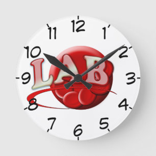 RELOJ REDONDO MEDIANO LOGO LABORATORIO RBC CÉLULAS SANGUÍNEAS ROJAS