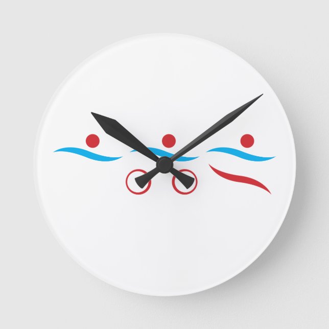 Reloj Redondo Mediano Logo moderno de Triathlon (Anverso)