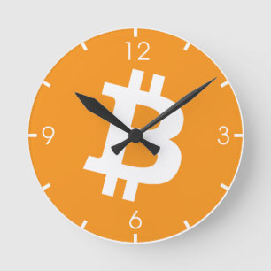 Reloj Redondo Mediano Logotipo de criptografía de Bitcoin