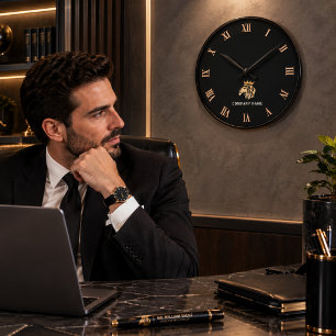 Reloj Redondo Mediano Logotipo de león elegante personalizado profesiona