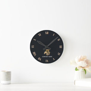 Reloj Redondo Mediano Logotipo de león elegante profesional Personalizad