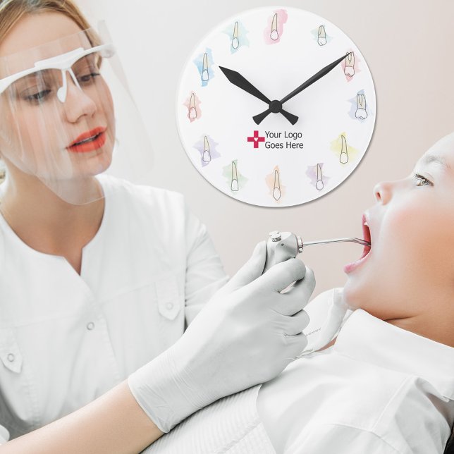 Reloj Redondo Mediano Logotipo de Personalizado dental acuarela (Subido por el creador)