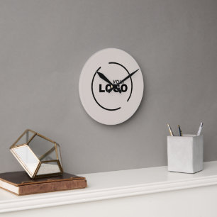 Reloj Redondo Mediano Logotipo profesional de negocios moderno Beige