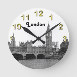 Reloj Redondo Mediano London England UK Skyline Etched