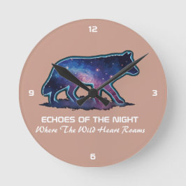 Reloj Redondo Mediano Lone Galaxy Wolf Silhouette (Echoes of the night)-