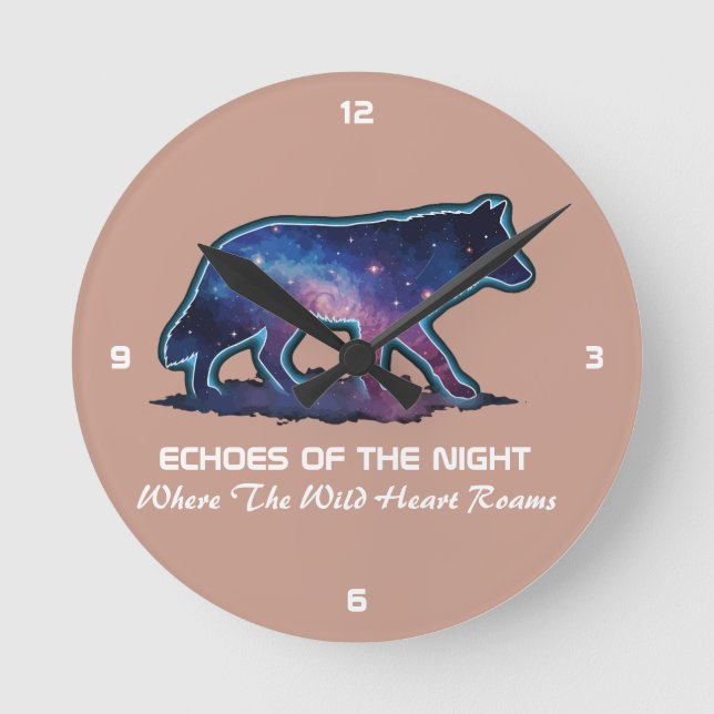Reloj Redondo Mediano Lone Galaxy Wolf Silhouette (Echoes of the night)- (Anverso)