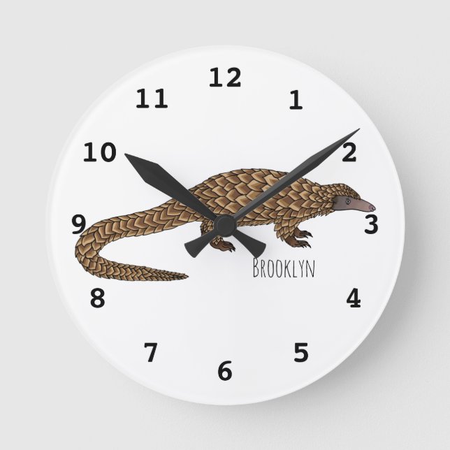 Reloj Redondo Mediano Long-tailed pangolin cartoon illustration  (Anverso)