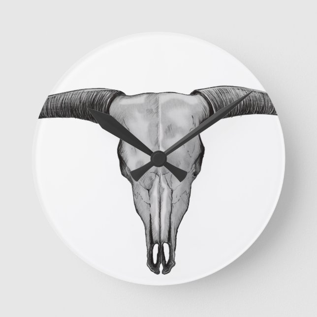 Reloj Redondo Mediano Longhorn Skull (Anverso)