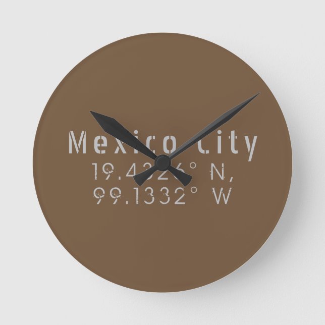 Reloj Redondo Mediano Longitud de latitud de Ciudad de México (Anverso)
