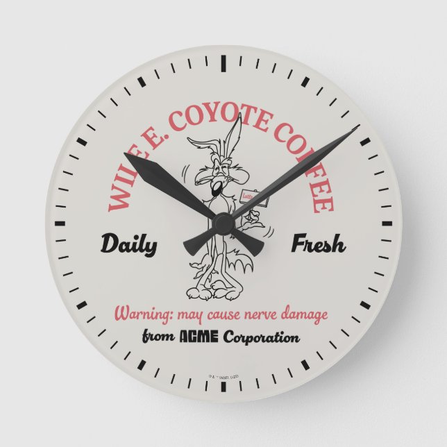 Reloj Redondo Mediano LOONEY TUNES™ | WILE E. COYOTE™ Daily Fresh Coffee (Anverso)