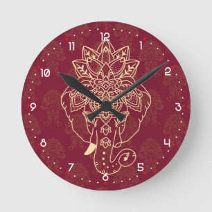 Reloj Redondo Mediano Lord Ganesh, imagen hermosa y crujiente