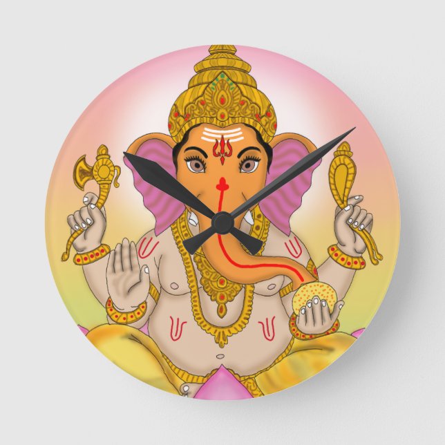 Reloj Redondo Mediano Lord Ganesha Clock (Anverso)
