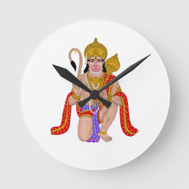Reloj Redondo Mediano Lord Hanuman wall clock– Spiritual Desk Accessory (Anverso)